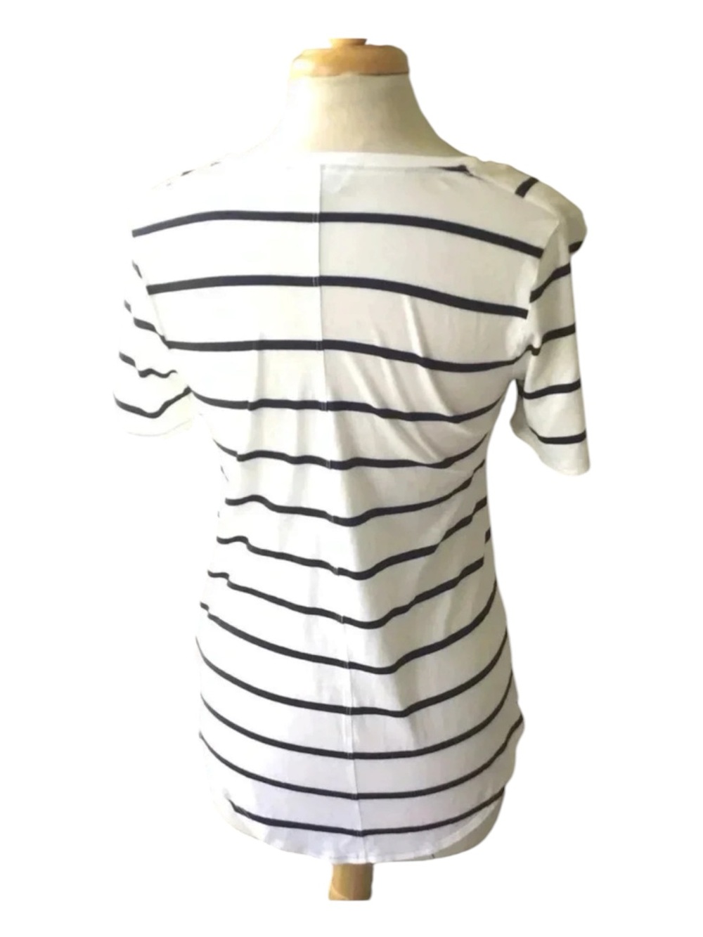 Babaton Sami short sleeve pocket tee scoop neck white navy Excellent Size M - Picture 4 of 10